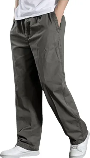 Cotton Men's Relaxed Fit Casual Pants Elastic Lightweight Breathable Drawstring Daily Street Travel Comfy Lounge