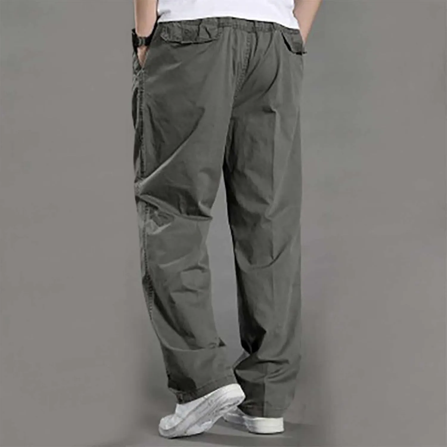 Cotton Men's Relaxed Fit Casual Pants Elastic Lightweight Breathable Drawstring Daily Street Travel Comfy Lounge