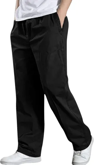 Cotton Men's Relaxed Fit Casual Pants Elastic Lightweight Breathable Drawstring Daily Street Travel Comfy Lounge