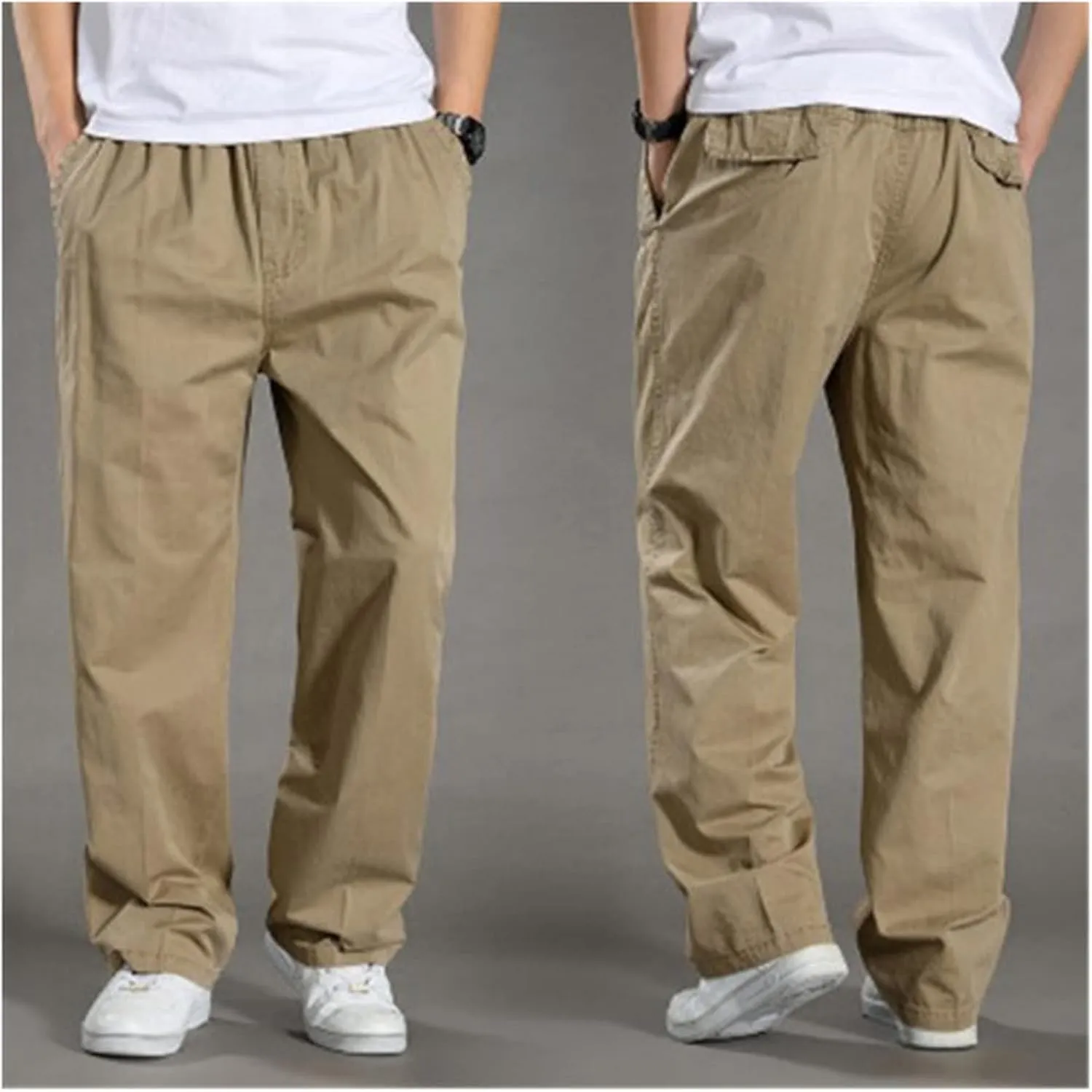 Cotton Men's Relaxed Fit Casual Pants Elastic Lightweight Breathable Drawstring Daily Street Travel Comfy Lounge