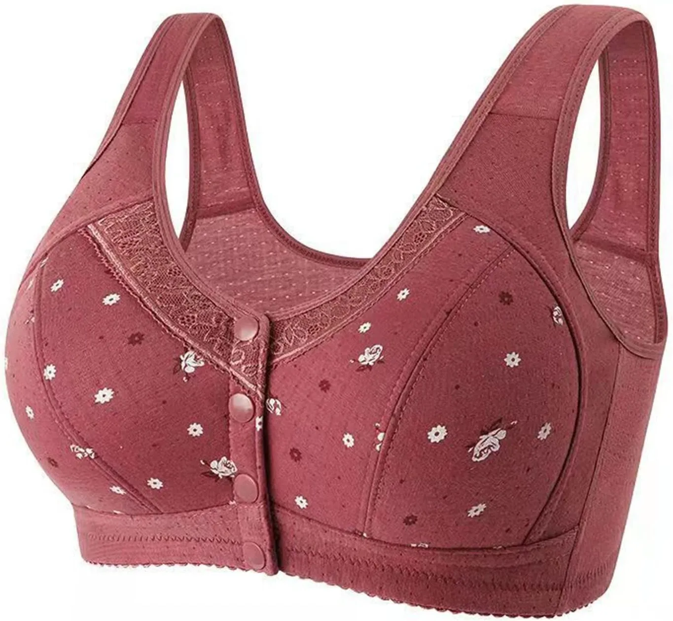 Daisy Bra for Seniors, Womens Bras Comfortable Front Closure 18 Hour Comfort-Strap Sleep Bralette No Underwire Bras