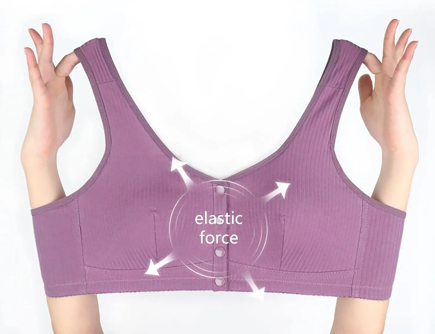 Daisy Bras for Older Women Front Closure No Underwire Supportive Bras Plus Size Push Up Bras Breathable Cotton Bras