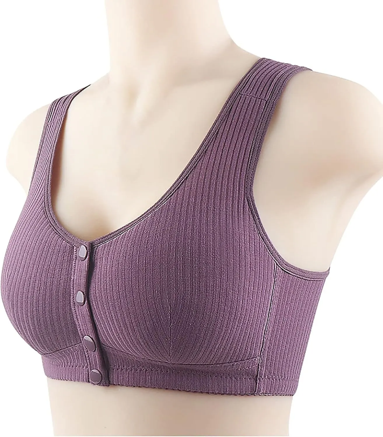 Daisy Bras for Older Women Front Closure No Underwire Supportive Bras Plus Size Push Up Bras Breathable Cotton Bras