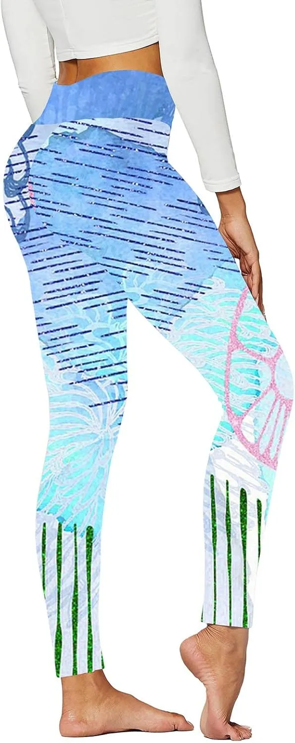 DASAYO Tie Dye Leggings for Women Fashion High Waist Tummy Control Full Length Yoga Pants Workout Fitness Activewear Leggings