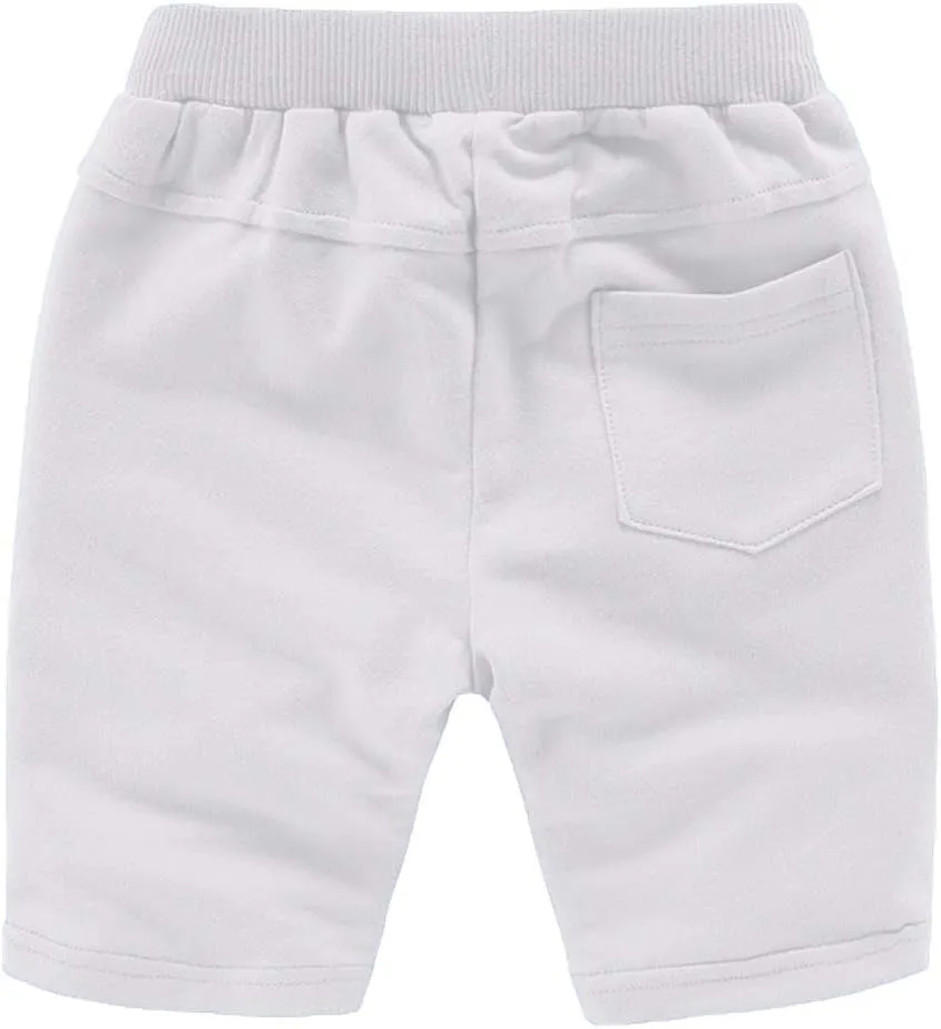 DCUTERQ Boys Girls Cotton Shorts Summer Knee Length Solid Sport Jogger Pants Drawstring Sweatpants for Kids Toddler 1-8 Years
