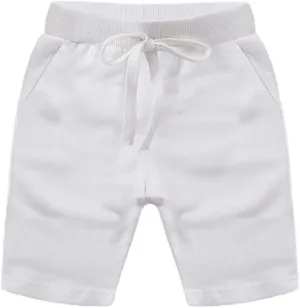 DCUTERQ Boys Girls Cotton Shorts Summer Knee Length Solid Sport Jogger Pants Drawstring Sweatpants for Kids Toddler 1-8 Years