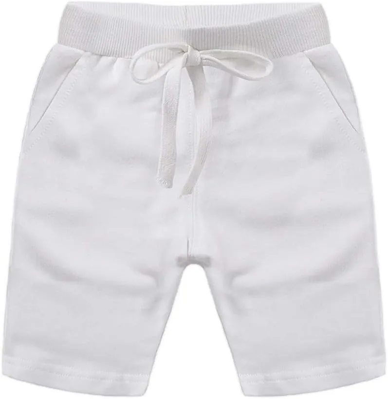 DCUTERQ Boys Girls Cotton Shorts Summer Knee Length Solid Sport Jogger Pants Drawstring Sweatpants for Kids Toddler 1-8 Years