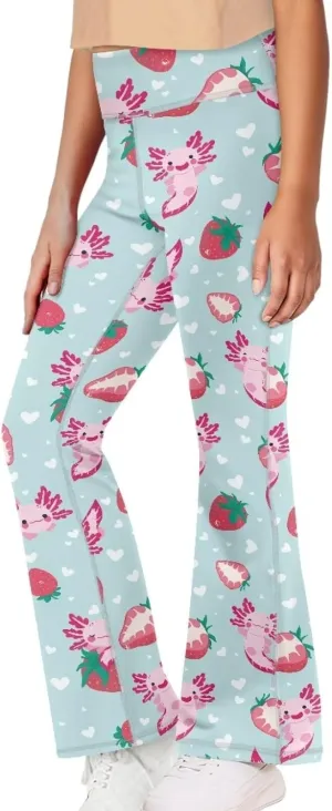 DISNIMO Girls Activewear Flare Leggings Wide Leg Yoga Pants Full Length Dance Tights School Uniform