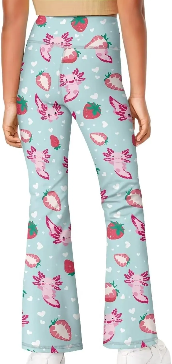 DISNIMO Girls Activewear Flare Leggings Wide Leg Yoga Pants Full Length Dance Tights School Uniform