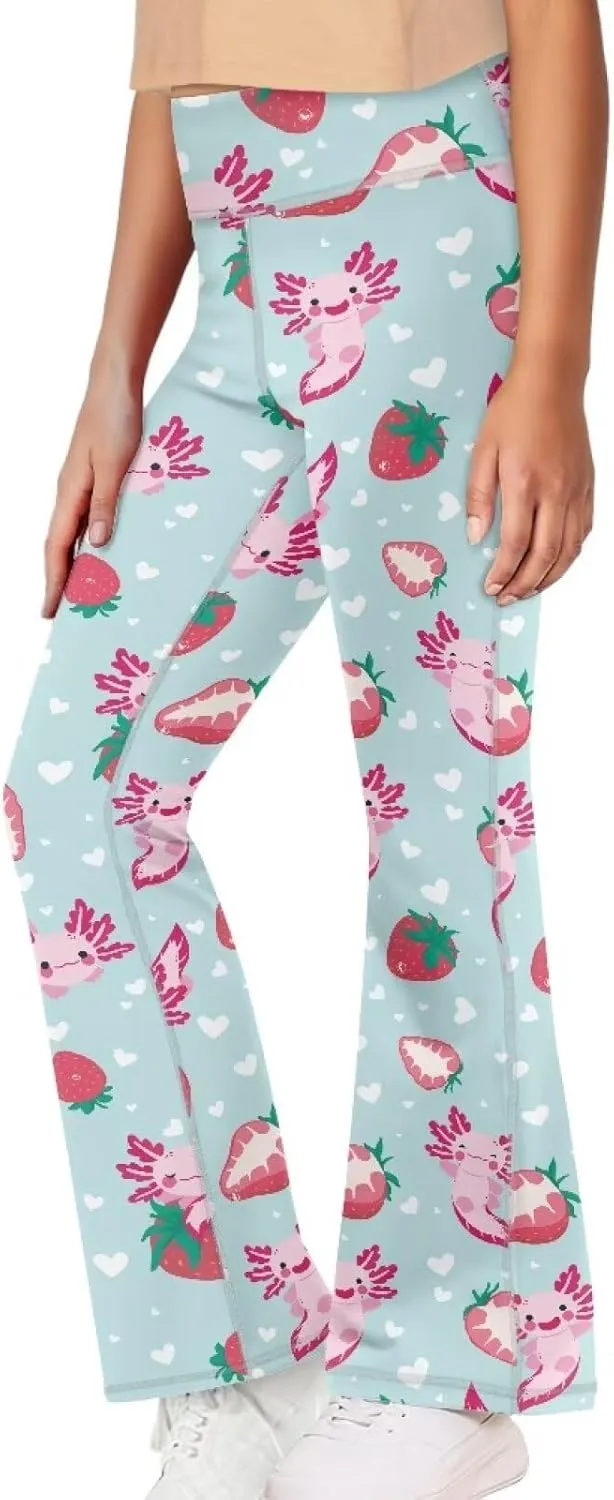 DISNIMO Girls Activewear Flare Leggings Wide Leg Yoga Pants Full Length Dance Tights School Uniform