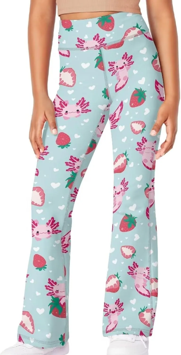 DISNIMO Girls Activewear Flare Leggings Wide Leg Yoga Pants Full Length Dance Tights School Uniform