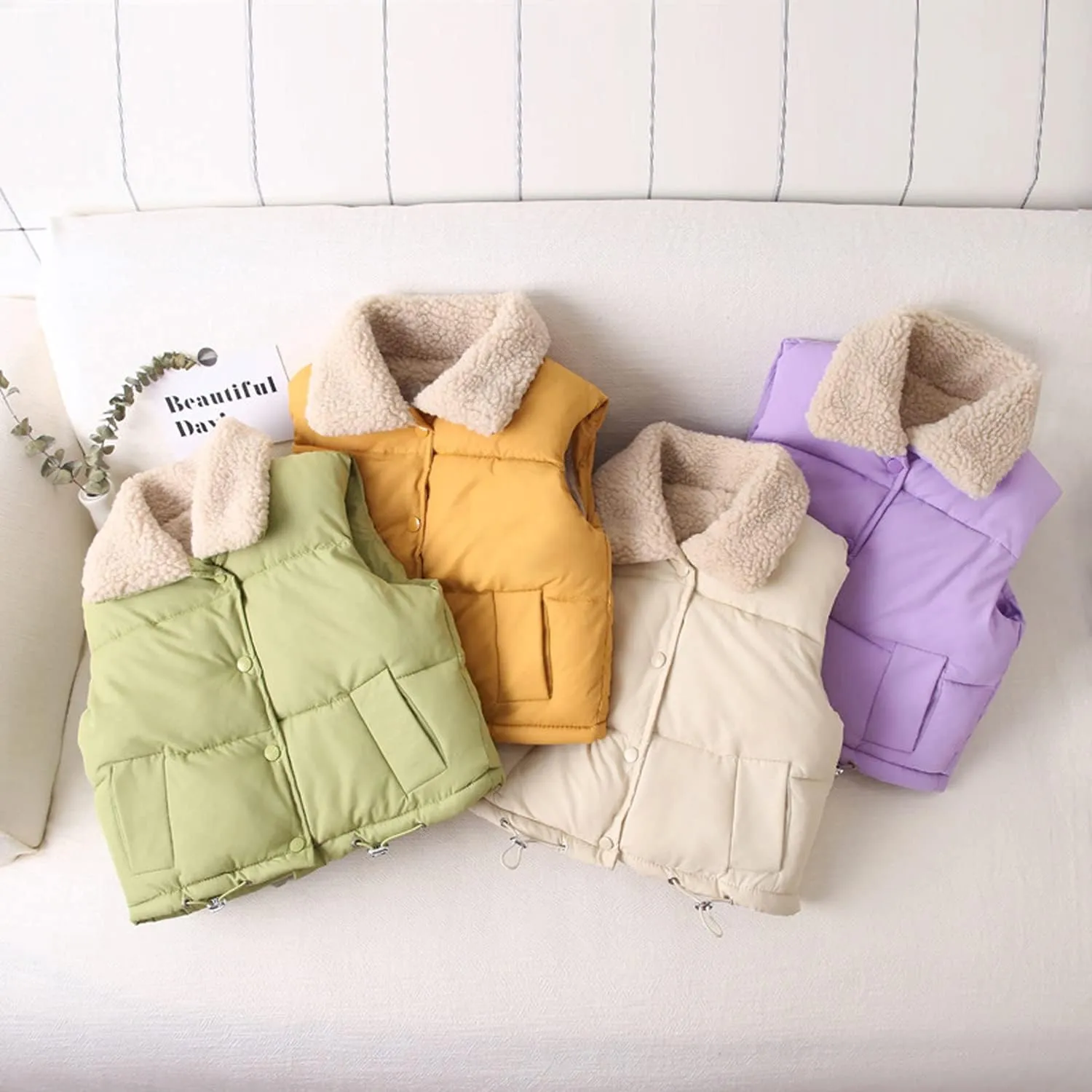 EISHOW Baby Boys Girls Fleece Vest Waistcoat Down Jacket Winter Fuzzy Thick Cotton-Padded Puffer Jacket Sleeveless Coat