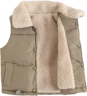 EISHOW Baby Boys Girls Fleece Vest Waistcoat Down Jacket Winter Fuzzy Thick Cotton-Padded Puffer Jacket Sleeveless Coat