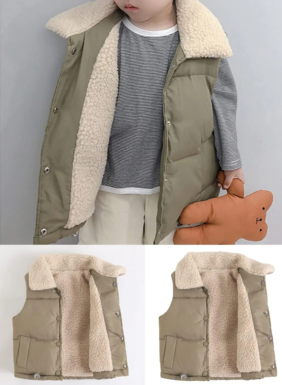 EISHOW Baby Boys Girls Fleece Vest Waistcoat Down Jacket Winter Fuzzy Thick Cotton-Padded Puffer Jacket Sleeveless Coat
