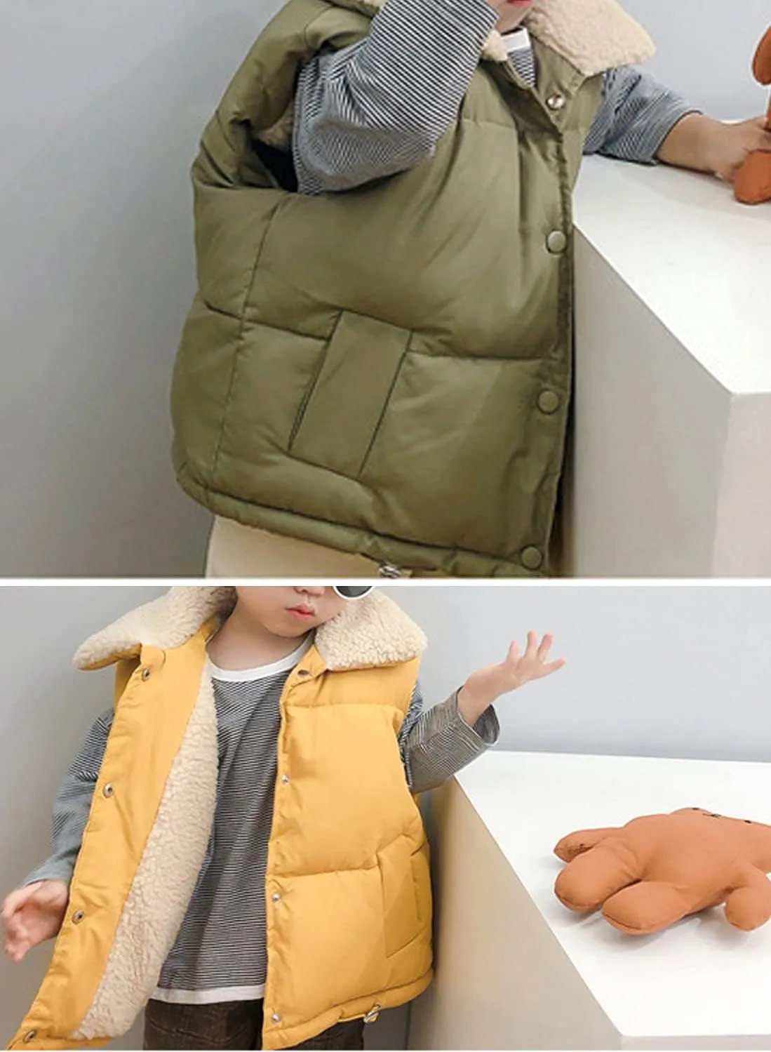 EISHOW Baby Boys Girls Fleece Vest Waistcoat Down Jacket Winter Fuzzy Thick Cotton-Padded Puffer Jacket Sleeveless Coat