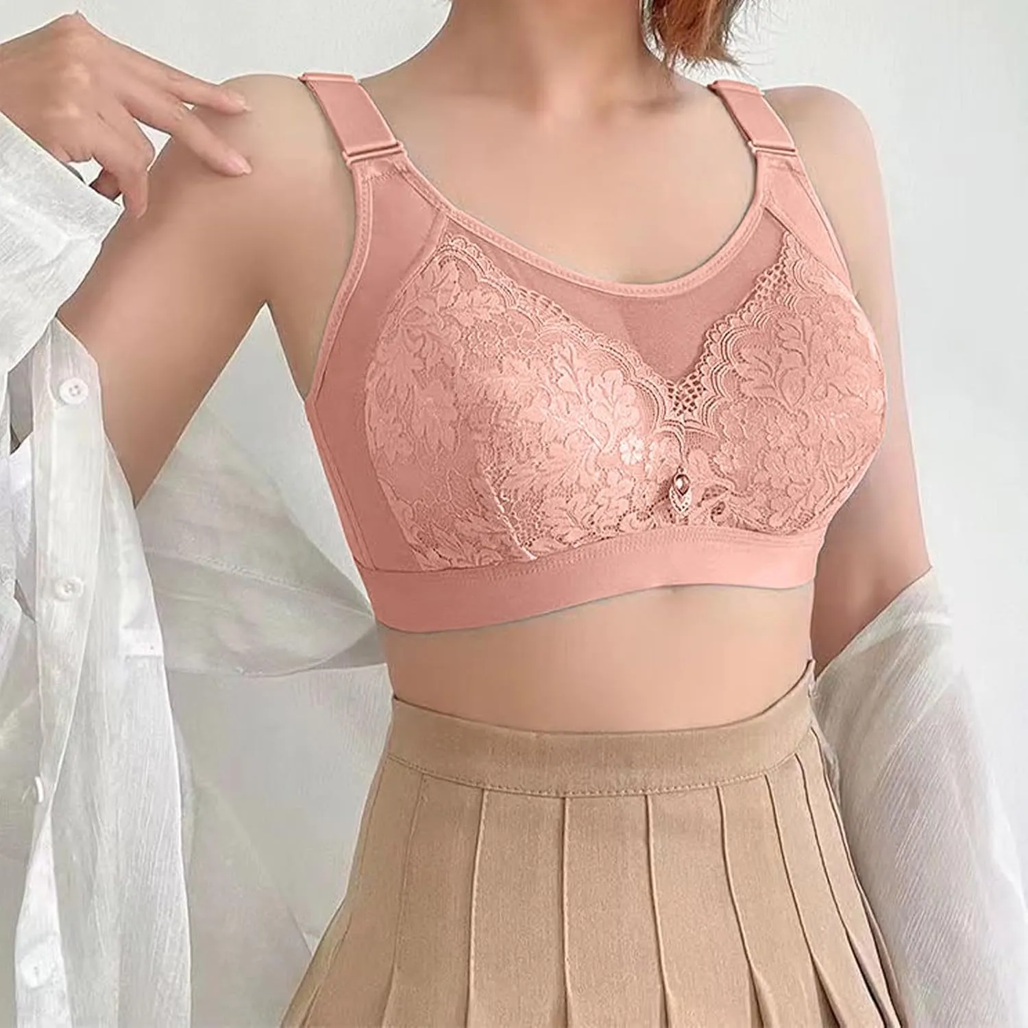 Everyday Bras Womens Sexy Push Up No Underwire Lace Bras Fat Coverage Ultra Comfortable Tshirt Bralettes With Support