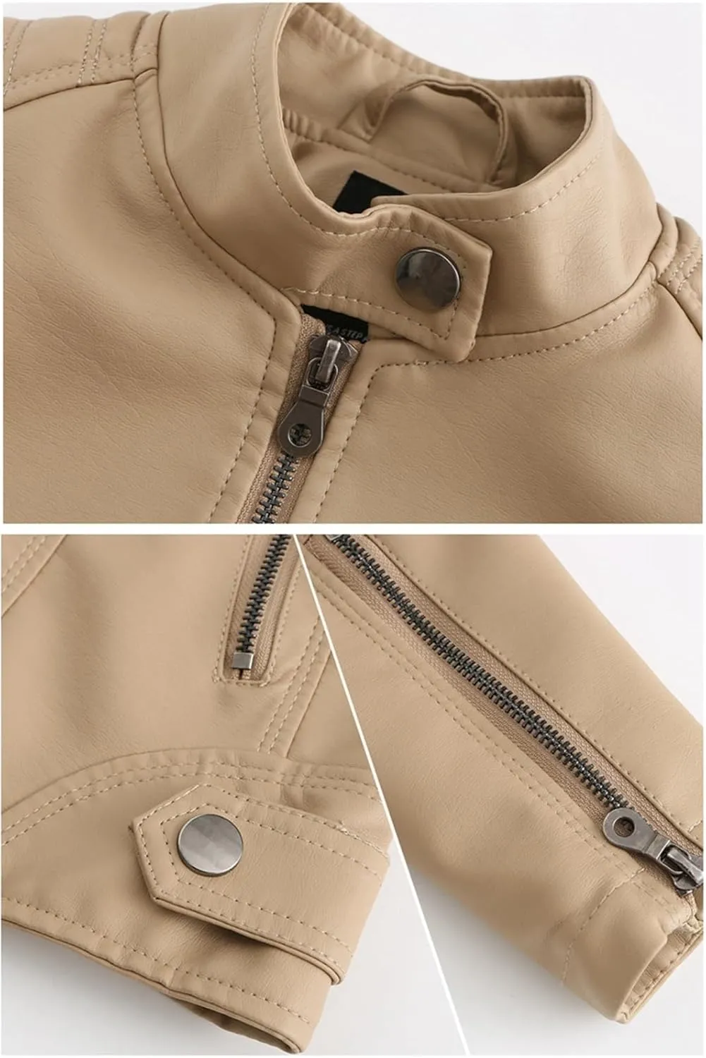 Faux Leather Jackets for Women, Vegan Jackets Moto Biker Motocycle Coat with Stitching Detail