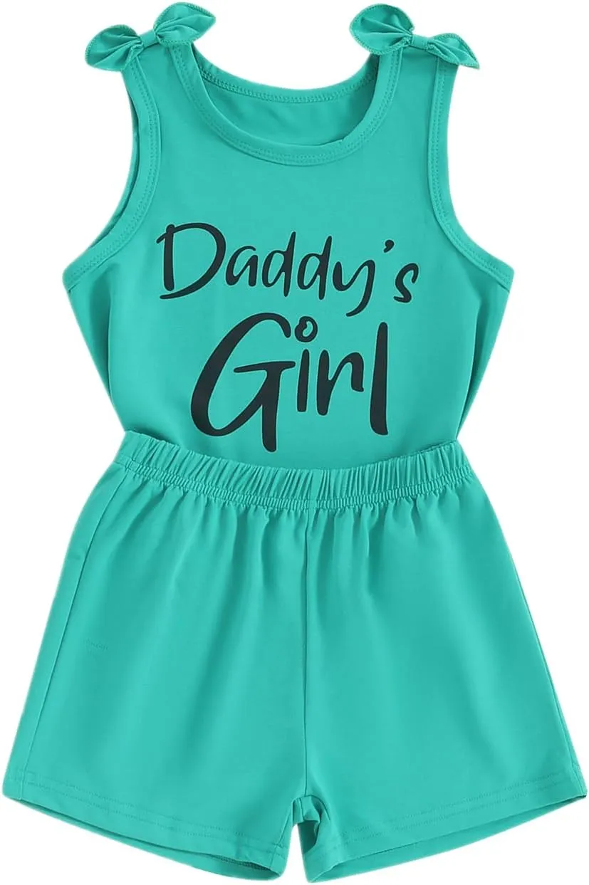 Fernvia Toddler Kids Baby Girl Summer Clothes 2T 3T 4T 5T 6T 7T Sleeveless Tank Tops Shorts Set 2Pcs Outfits