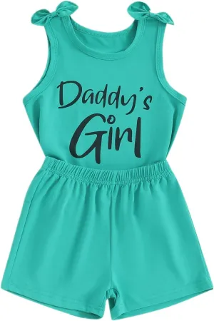 Fernvia Toddler Kids Baby Girl Summer Clothes 2T 3T 4T 5T 6T 7T Sleeveless Tank Tops Shorts Set 2Pcs Outfits