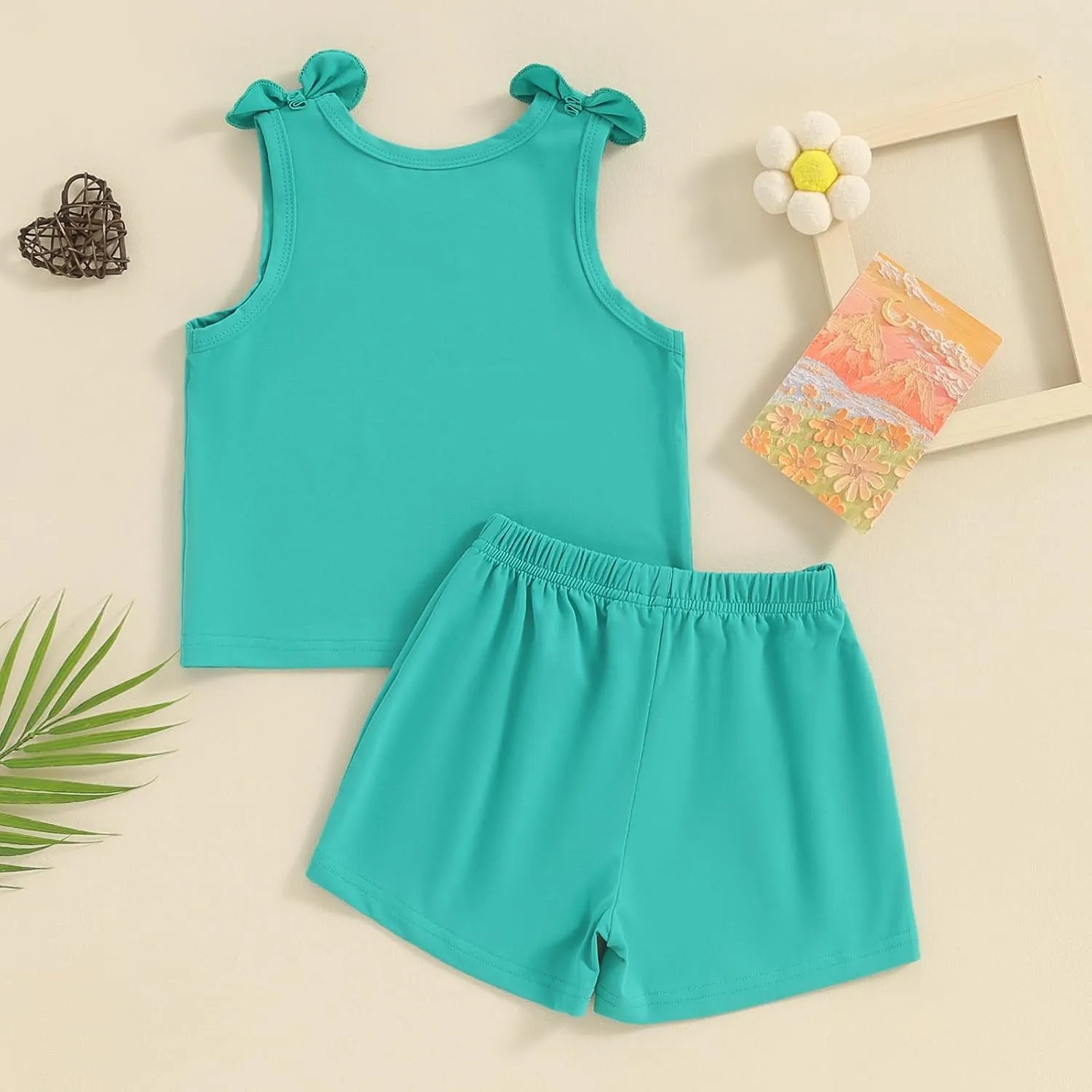 Fernvia Toddler Kids Baby Girl Summer Clothes 2T 3T 4T 5T 6T 7T Sleeveless Tank Tops Shorts Set 2Pcs Outfits