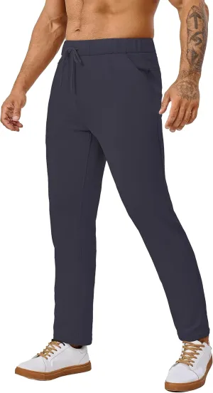 Fleece Lined Sweatpants 27 Inch Inseam Atheltic Joggers Workout Pants for Short Men with Zip Pocket