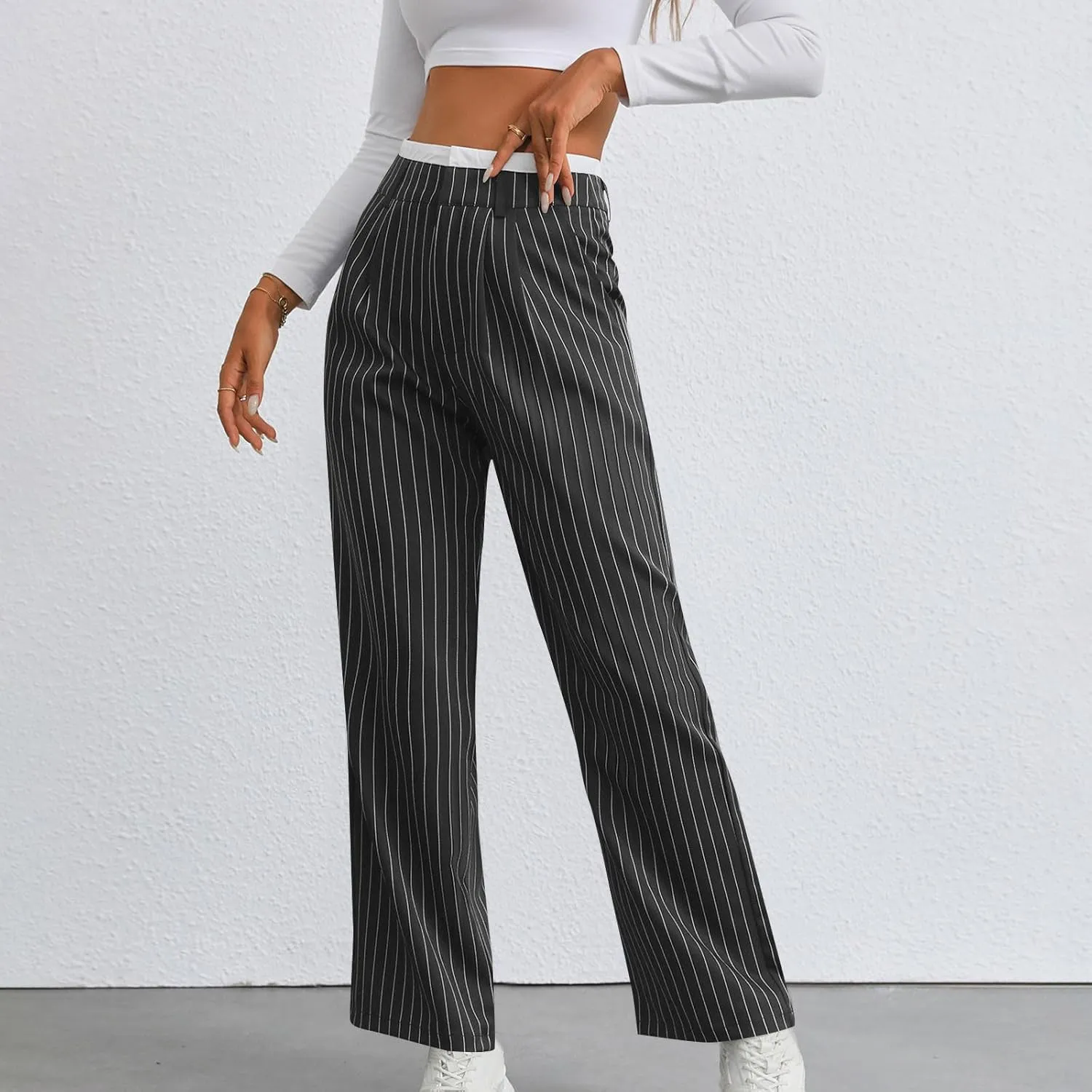 for Women Winter Fall Slim Tunic Work Elegant High Cut Basic Long Leg Pants Blazers Outfits Women 2025 Trendy