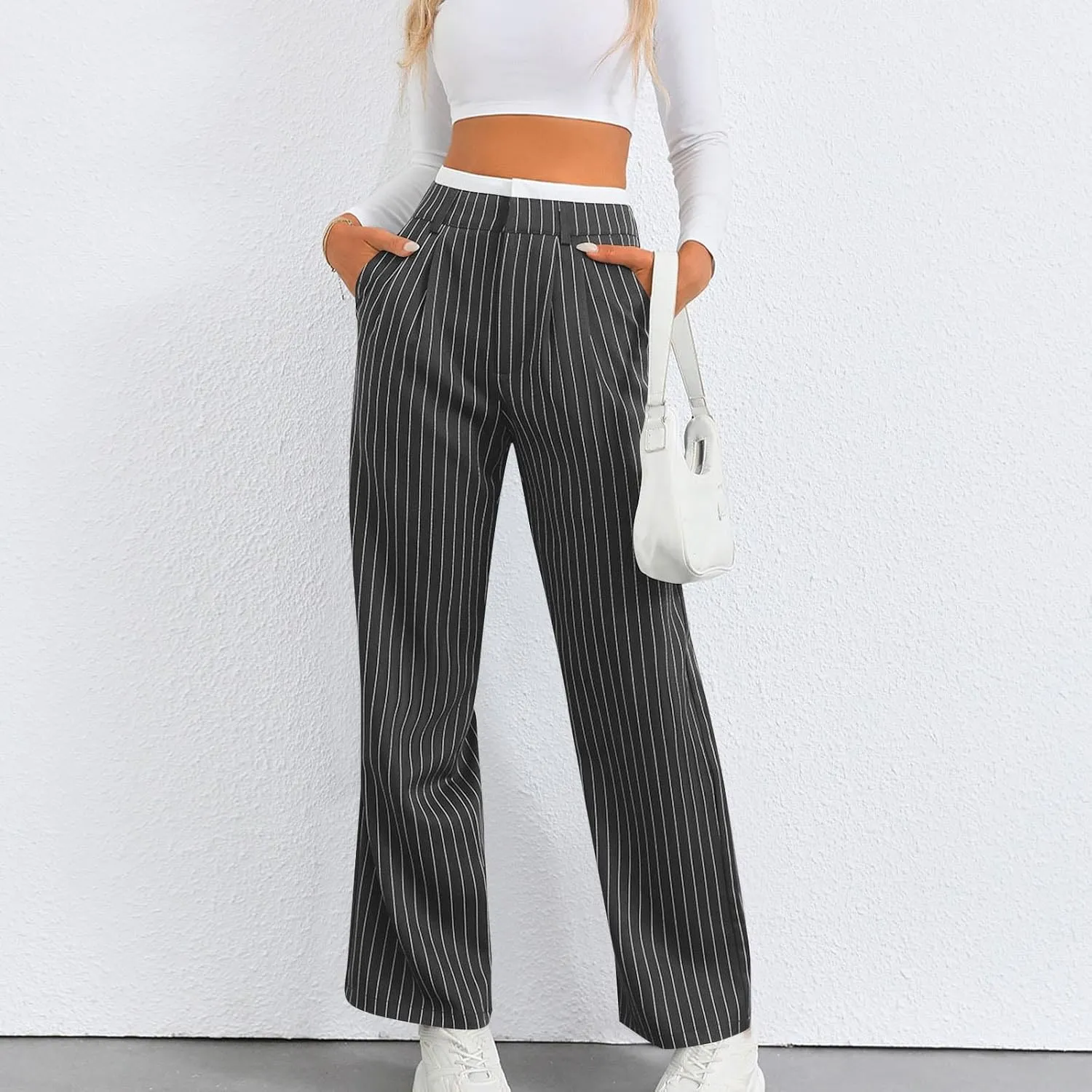 for Women Winter Fall Slim Tunic Work Elegant High Cut Basic Long Leg Pants Blazers Outfits Women 2025 Trendy