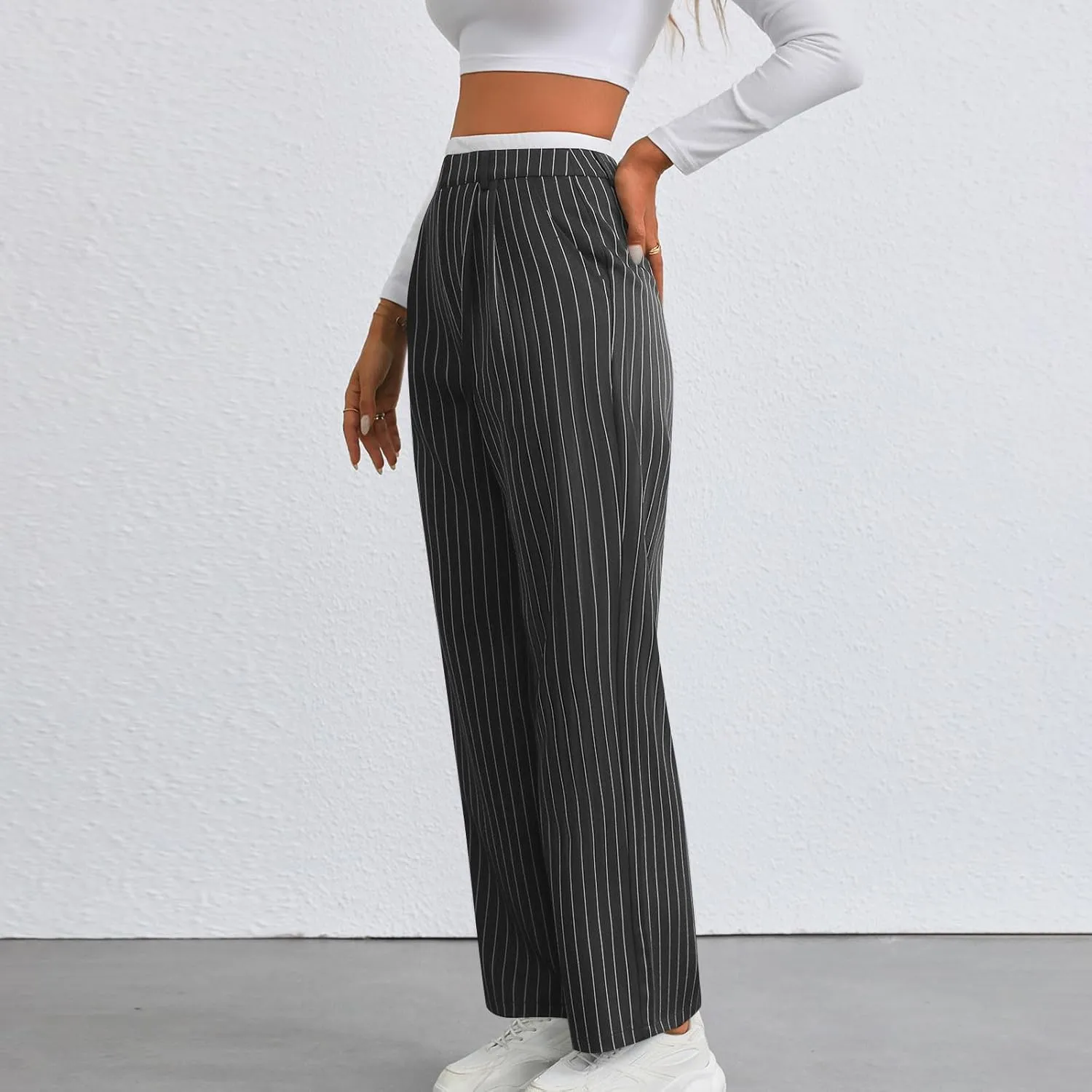 for Women Winter Fall Slim Tunic Work Elegant High Cut Basic Long Leg Pants Blazers Outfits Women 2025 Trendy