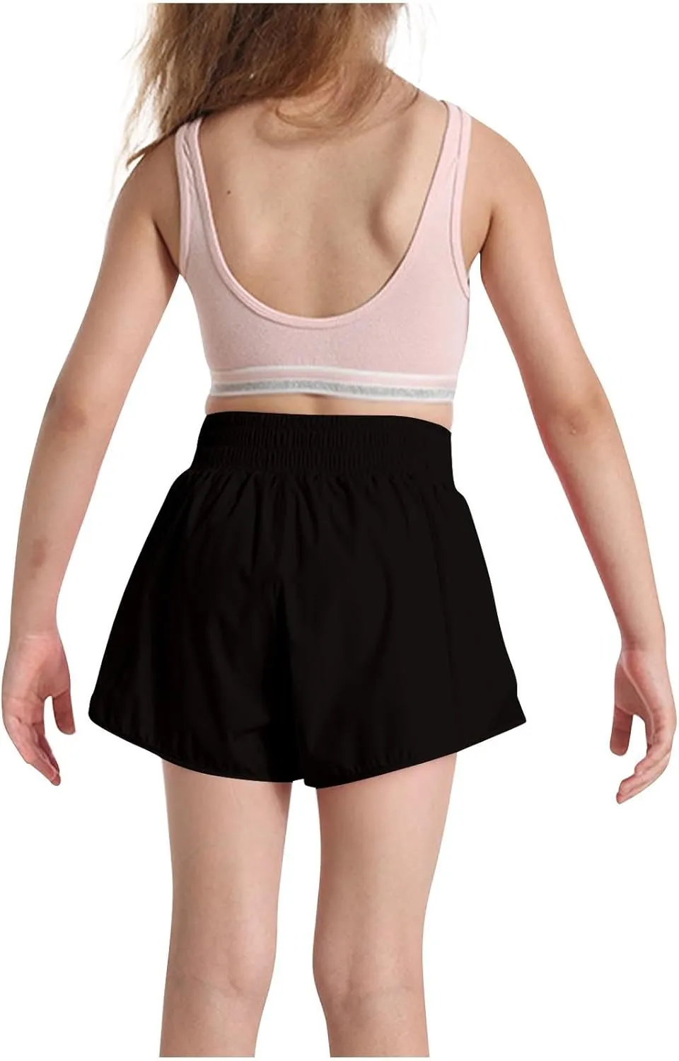 Girls Athletic Shorts Kids Outdoor Running Soccer Gym Shorts Quick Dry High Waisted Activewear with Zipper Pockets