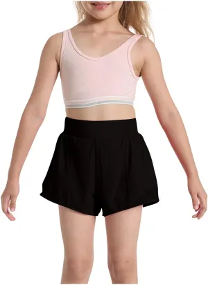 Girls Athletic Shorts Kids Outdoor Running Soccer Gym Shorts Quick Dry High Waisted Activewear with Zipper Pockets