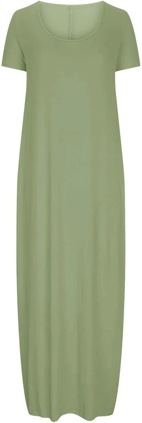 GOKKILRW Womens Short Sleeve T-Shirt Dress Casual Loose Maternity Long Dress Maxi Beach Sundress Nightgowns Pjs Loungewear