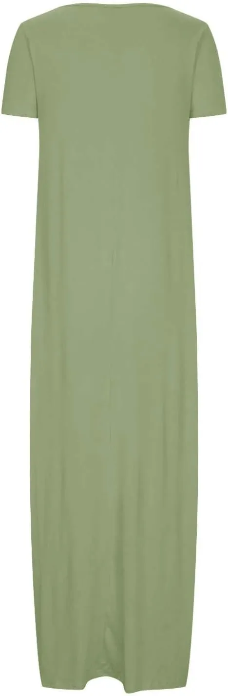 GOKKILRW Womens Short Sleeve T-Shirt Dress Casual Loose Maternity Long Dress Maxi Beach Sundress Nightgowns Pjs Loungewear