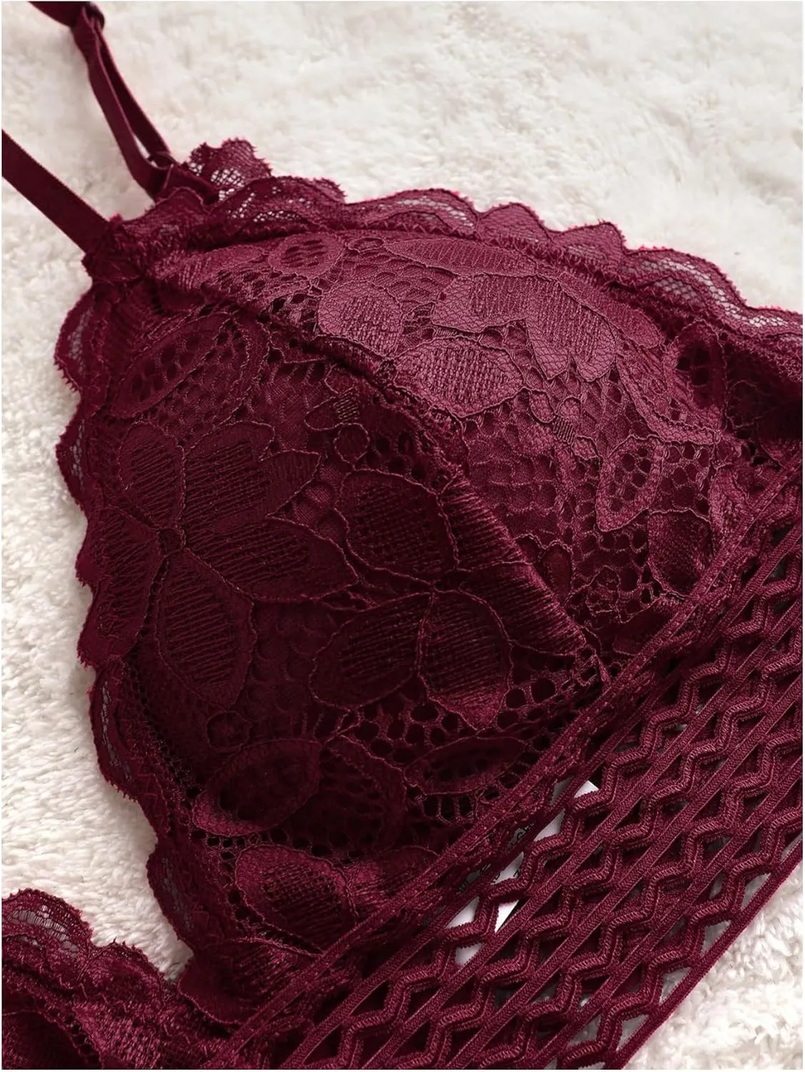 GORGLITTER Women's 8 Piece Sexy Lace Lingerie Matching Bralette Bra and Panty Set