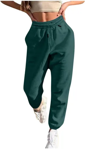 Gumipy Sweat Pants for Womens High Waisted Y2k Trendy Joggers Pants Fleece Lined Lounge Trousers with Pockets Activewear