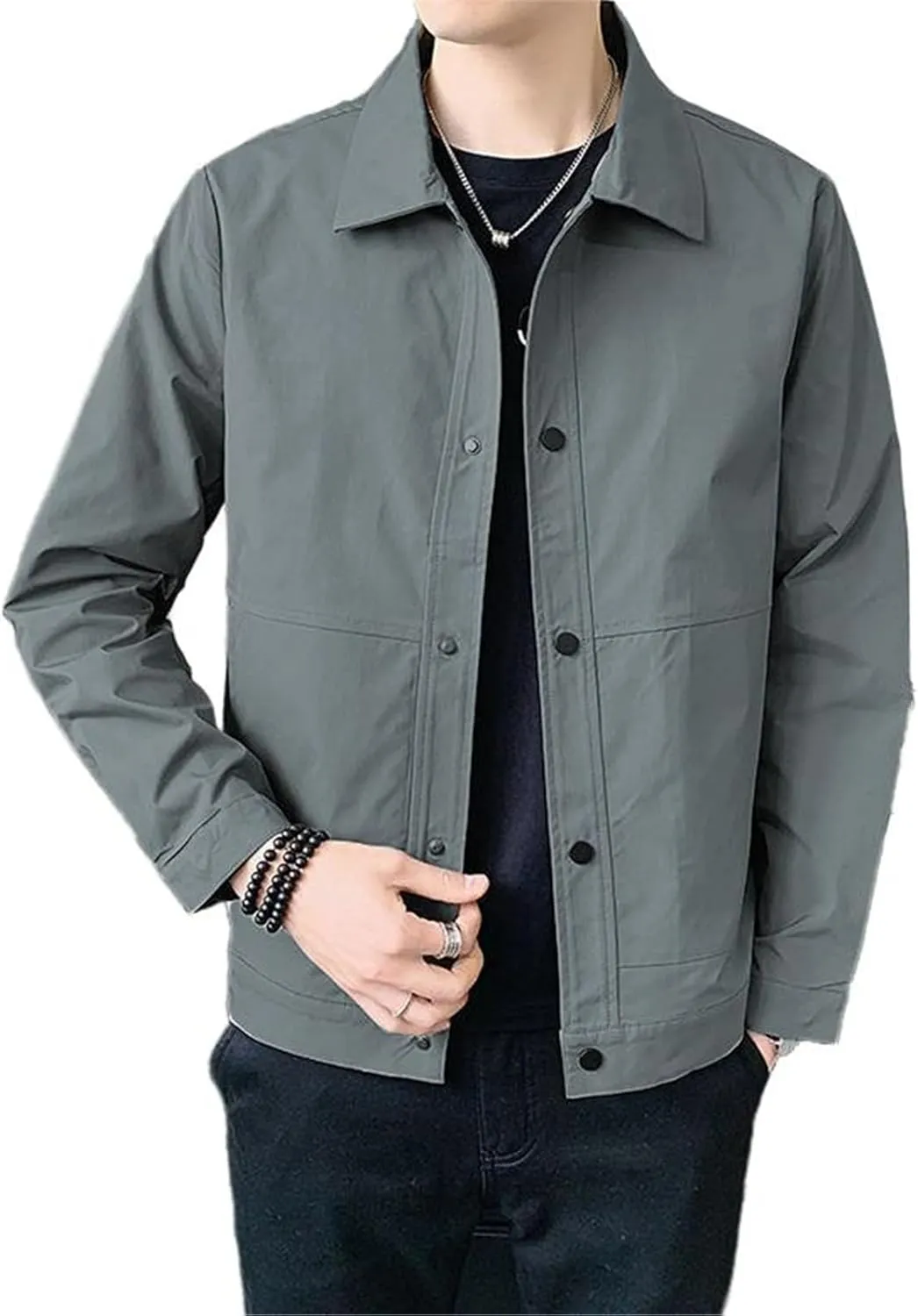 GUOYUXIAO Men's Casual Plaid Shirt Jacket Regular Fit Fall Winter Coat