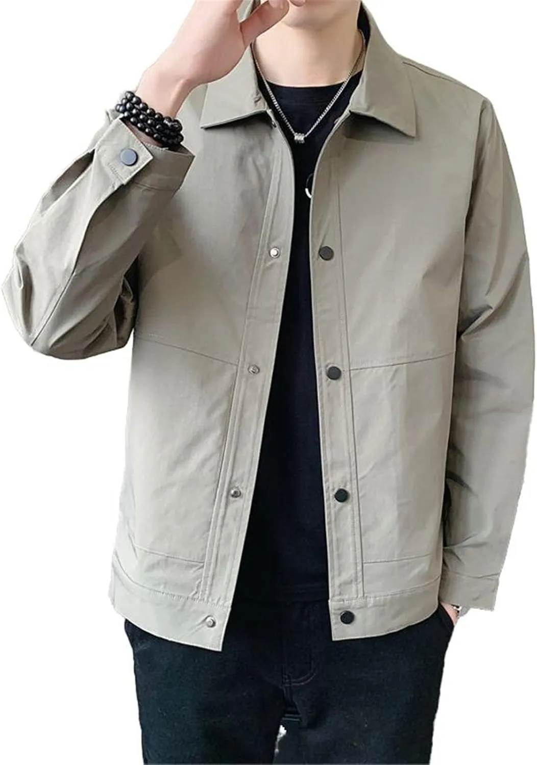 GUOYUXIAO Men's Casual Plaid Shirt Jacket Regular Fit Fall Winter Coat