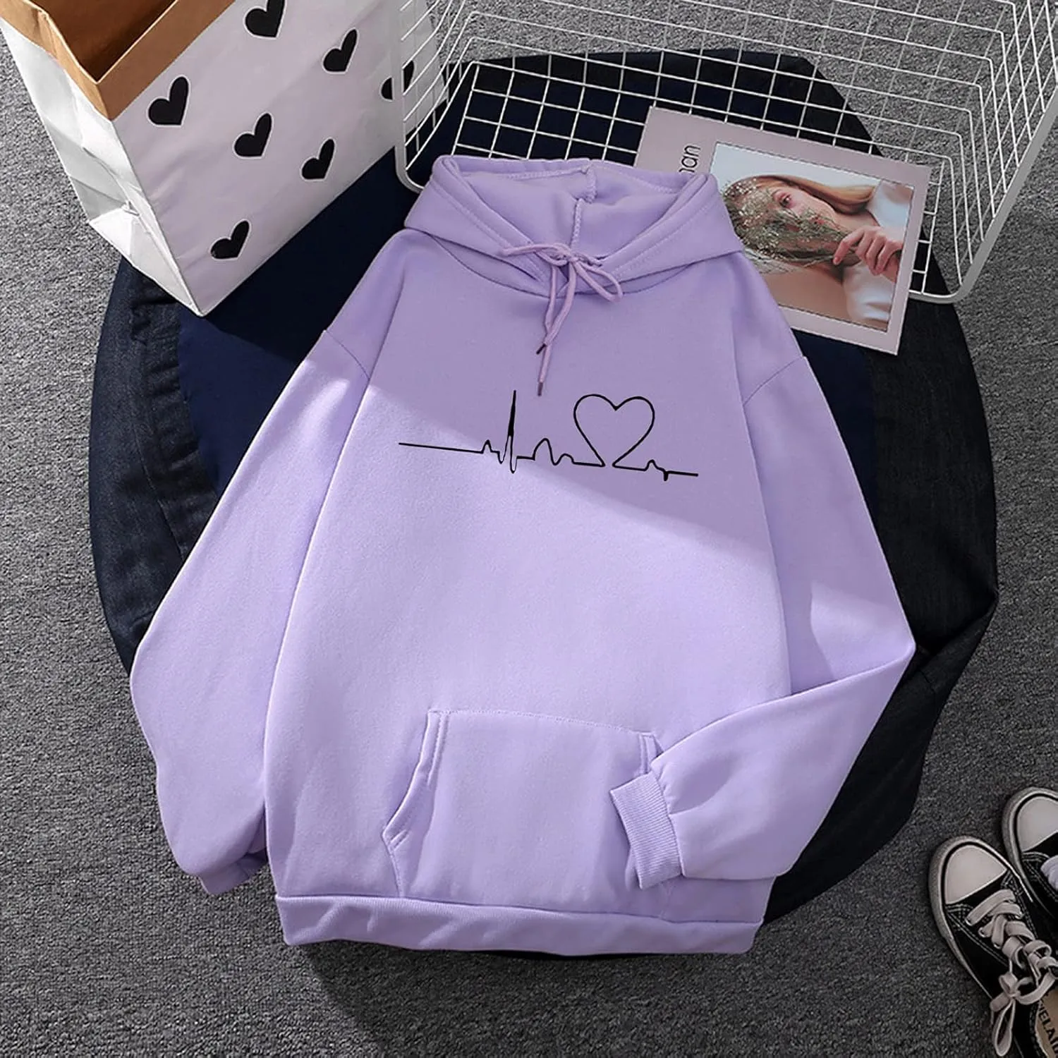 Hasta Womens String Hoodies Sweatshirts with Pockets Oversized Activewear Sweatsuits Print Athleisure Pullover Tops Unisex