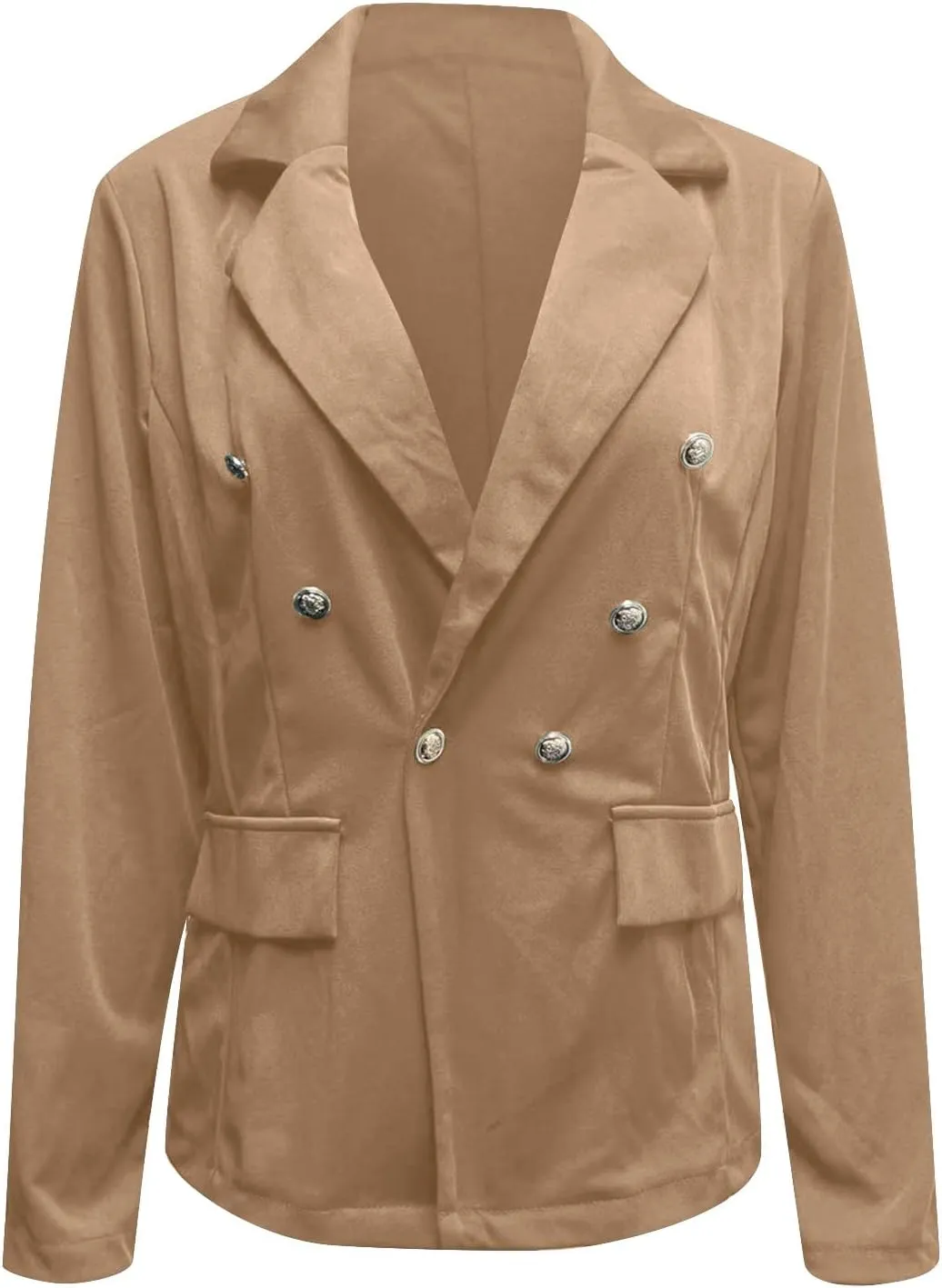 Herringbone Blazer Women Solid Color Slim Fit Double Breasted Boyfriend Blazer Long Sleeve Business Casual Blazers