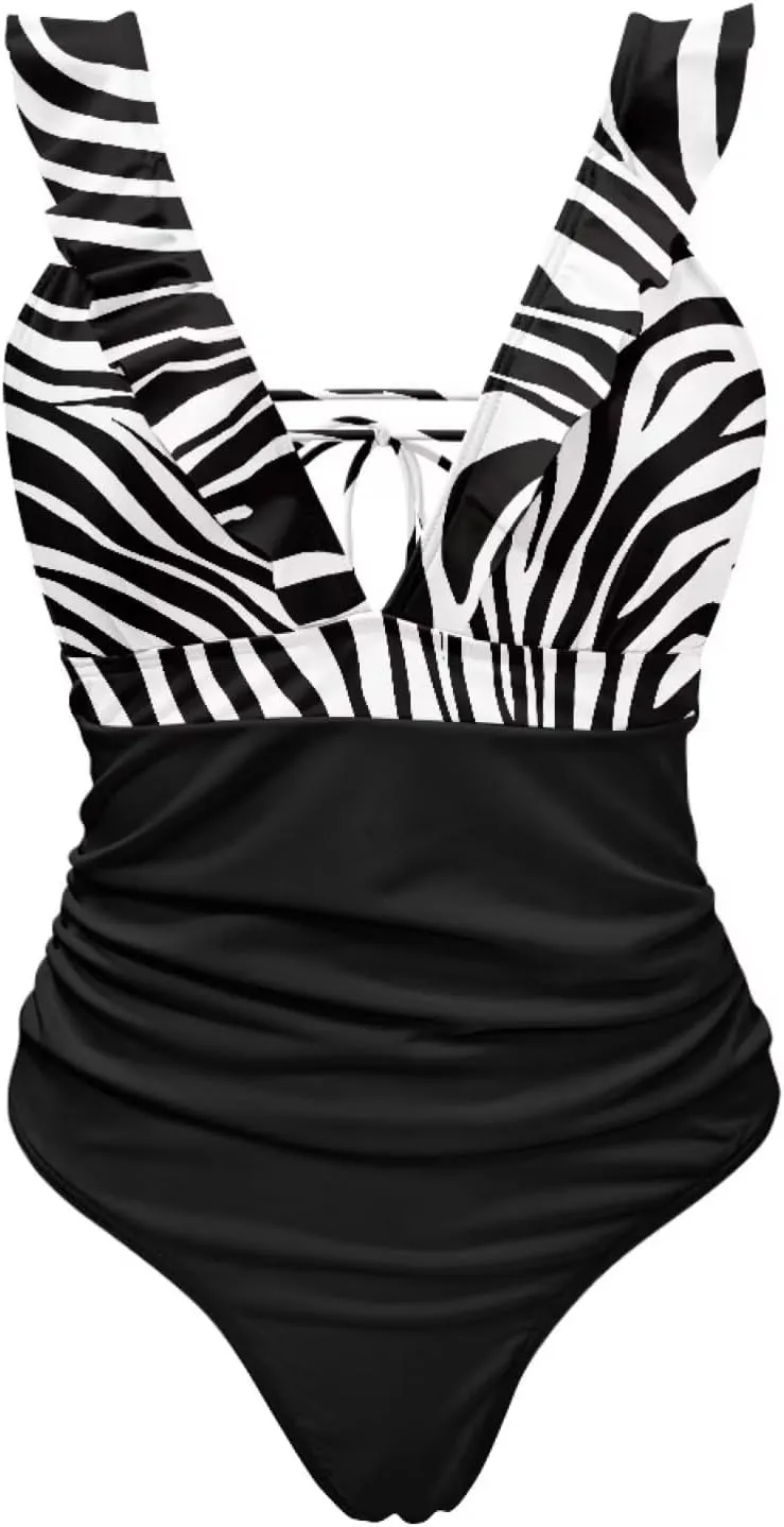 Howilath Leopard Print Women Swimsuits Tummy Control Swimming Suits One Piece Bathing Suits Vintage Lightweight Swimwear