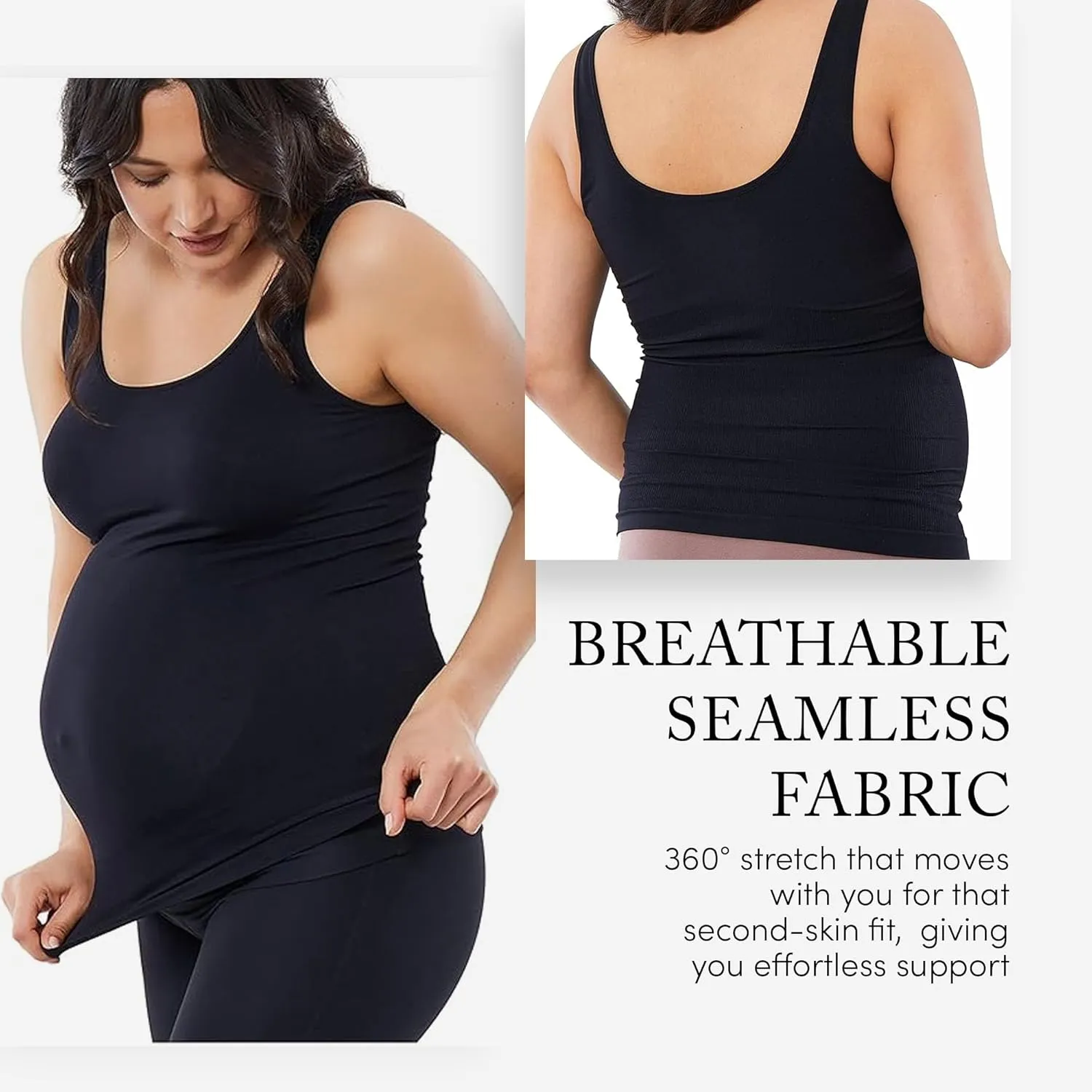 Ingrid & Isabel Basics - Belly Support Maternity Cami - Black Maternity Camisole Black