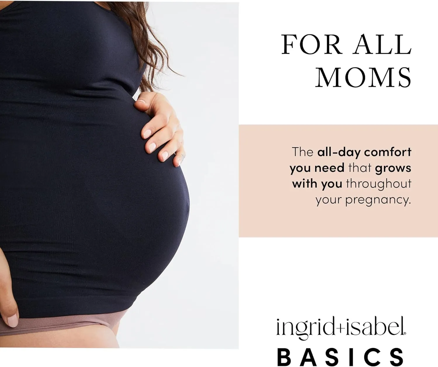 Ingrid & Isabel Basics - Belly Support Maternity Cami - Black Maternity Camisole Black