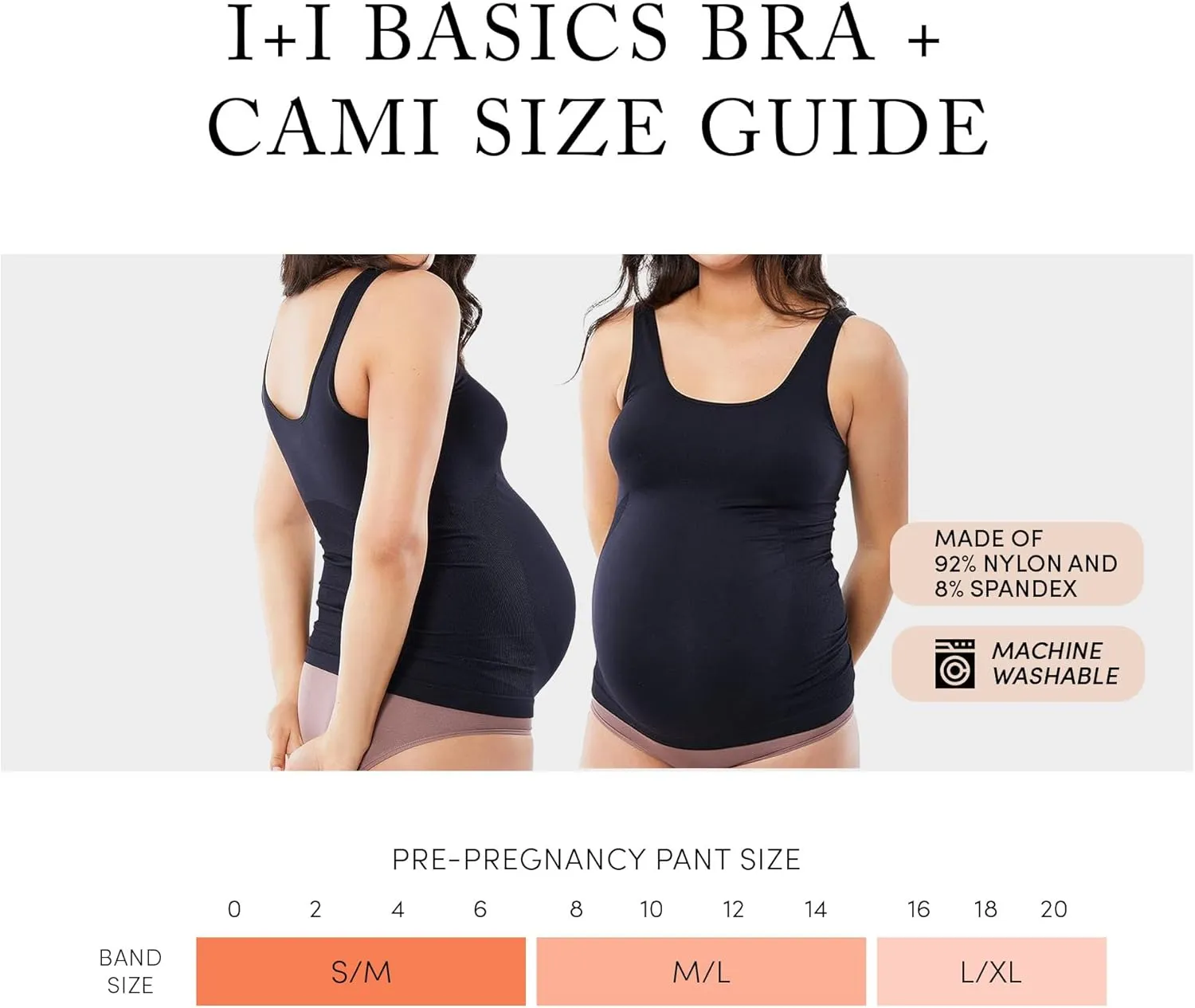 Ingrid & Isabel Basics - Belly Support Maternity Cami - Black Maternity Camisole Black