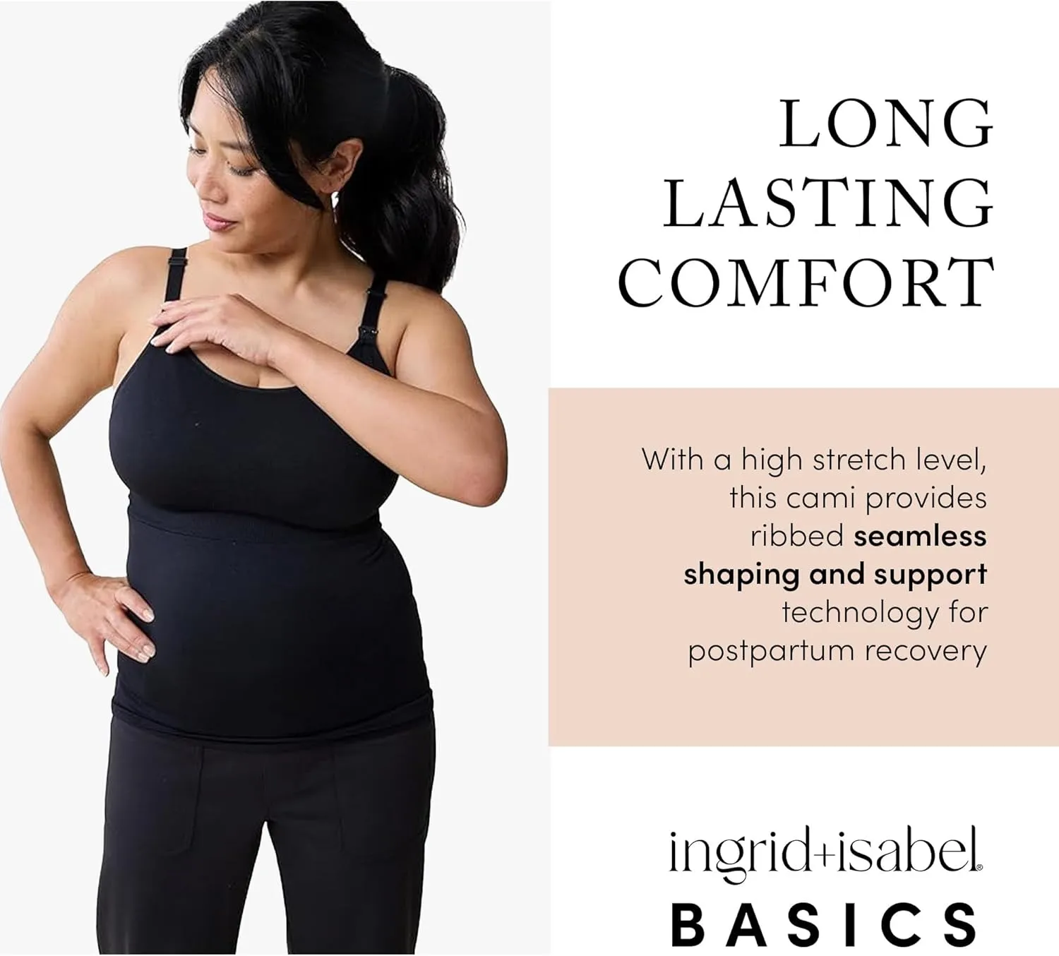 Ingrid & Isabel Basics – Postpartum Nursing & Pumping Cami – Maternity Tank Top for Breastfeeding