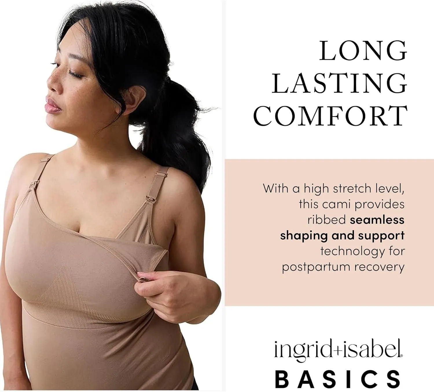 Ingrid & Isabel Basics – Postpartum Nursing & Pumping Cami – Maternity Tank Top for Breastfeeding