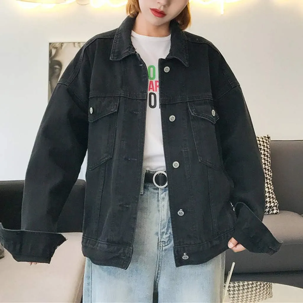 Jean Jackets for Women Oversized Button Up Summer Jean Jackets Stretch Trucker Coats Cardigan Jacket