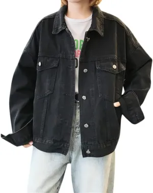 Jean Jackets for Women Oversized Button Up Summer Jean Jackets Stretch Trucker Coats Cardigan Jacket