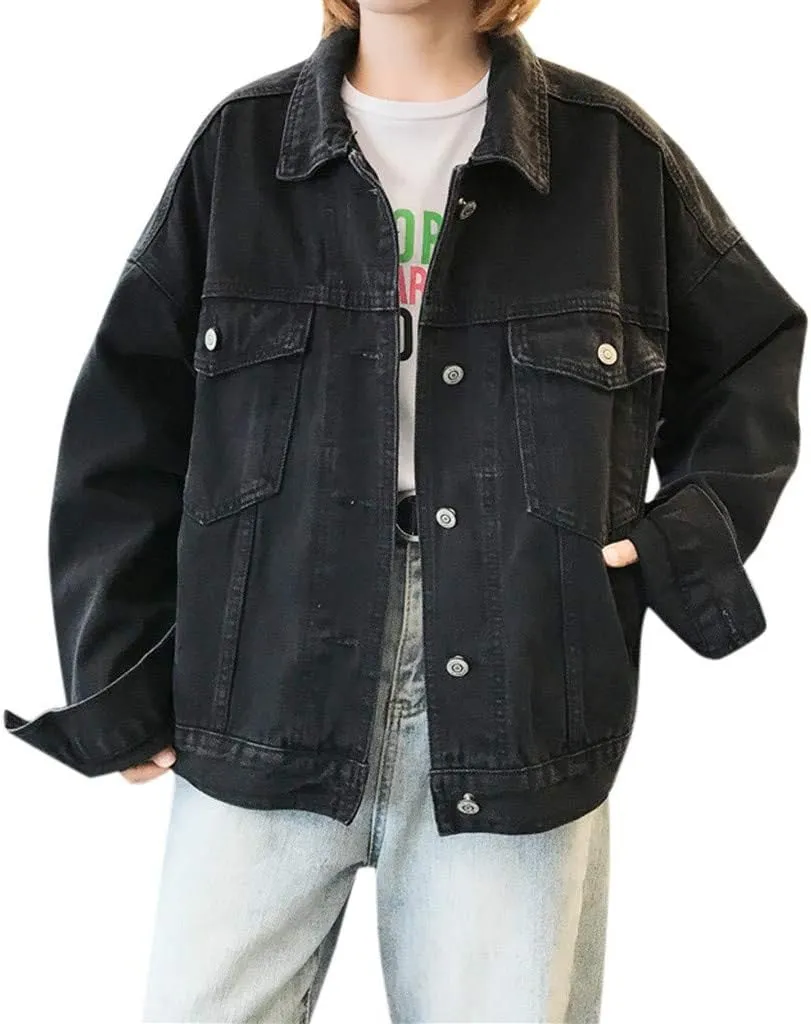 Jean Jackets for Women Oversized Button Up Summer Jean Jackets Stretch Trucker Coats Cardigan Jacket