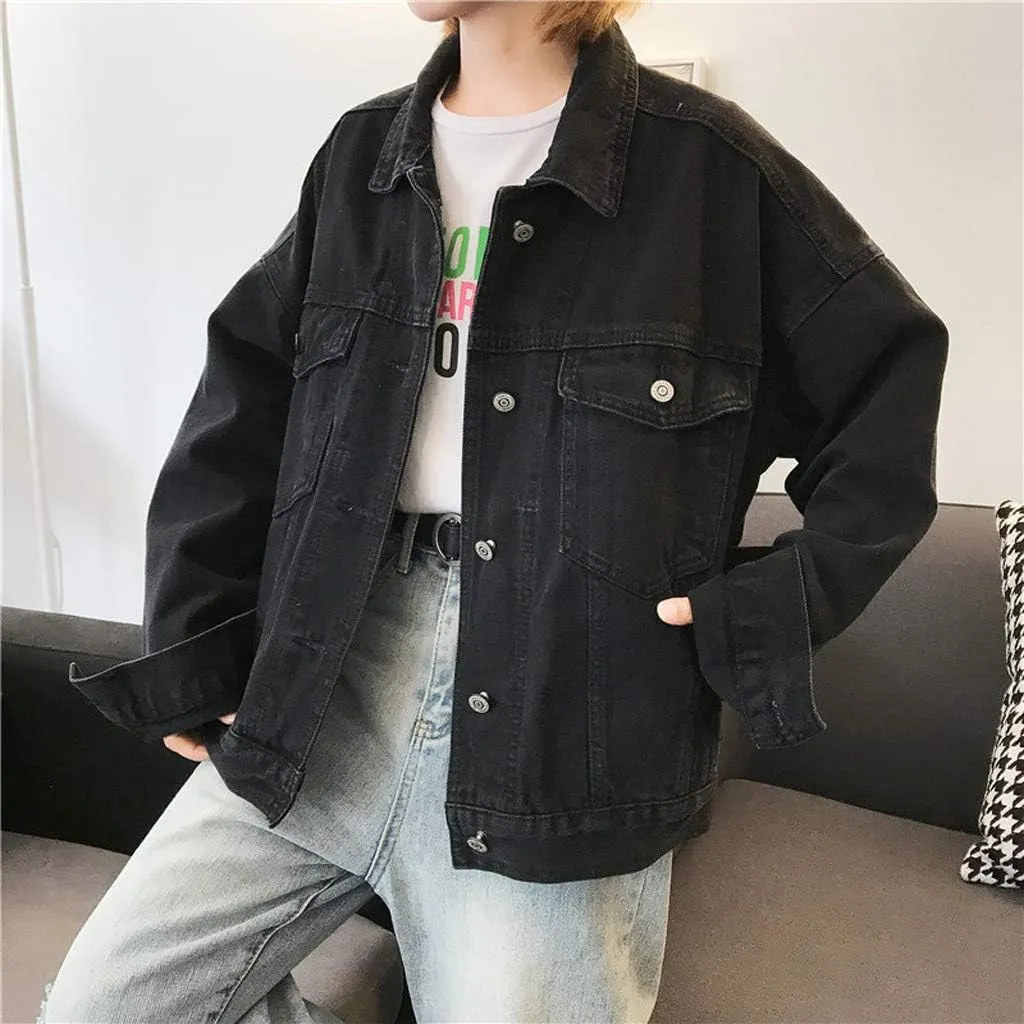Jean Jackets for Women Oversized Button Up Summer Jean Jackets Stretch Trucker Coats Cardigan Jacket