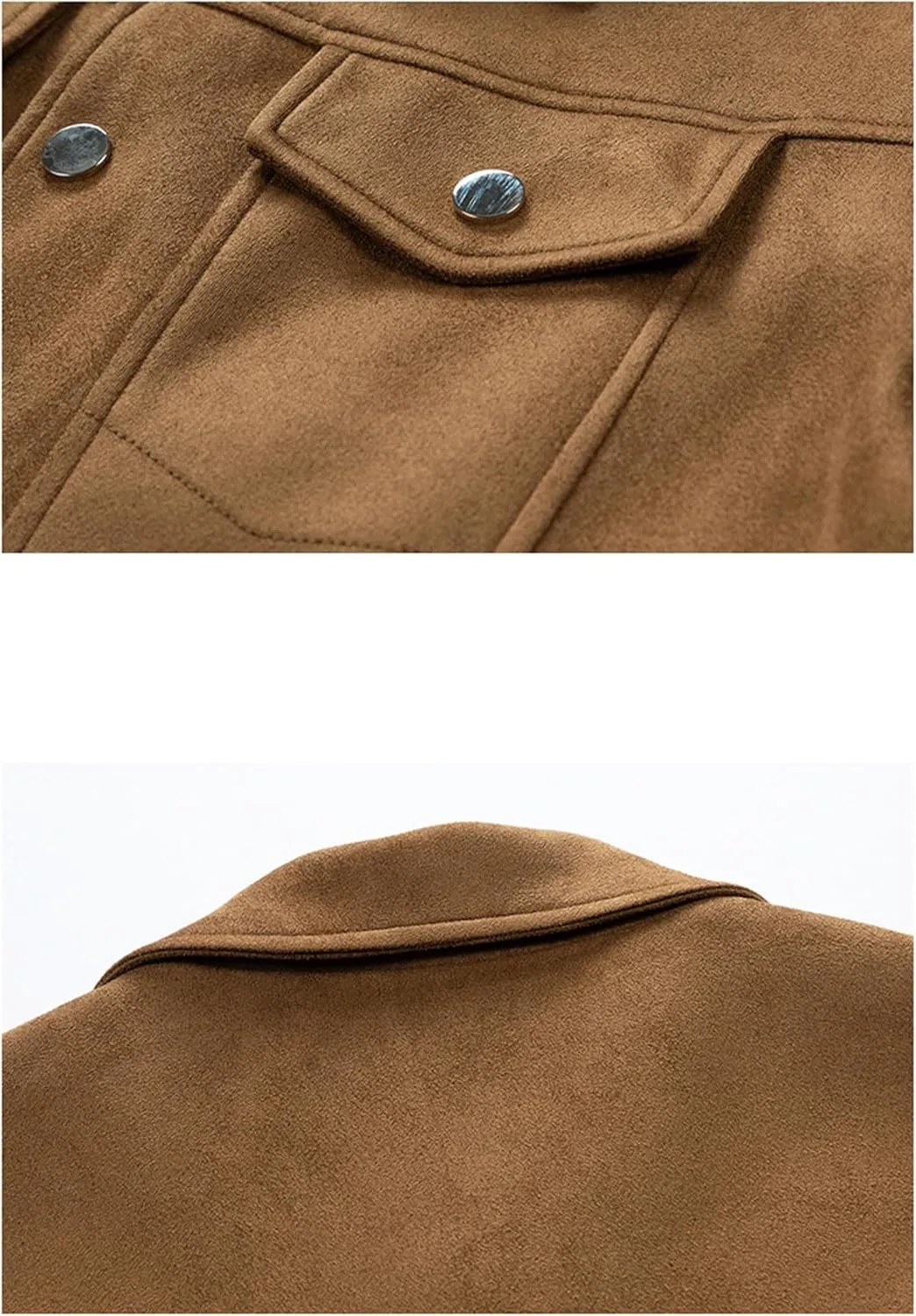 Jegsnoe Men's Suede Jackets Trucker Coats Autumn Winter Casual Vintage Streetwear Motorbike Jackets