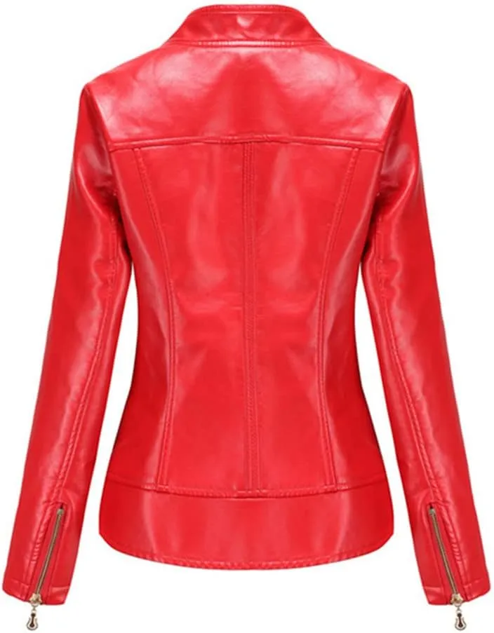 Jegsnoe Women Leather Jackets Spring Autumn Casual Coat Fashion Moto Biker Zipper Jackets